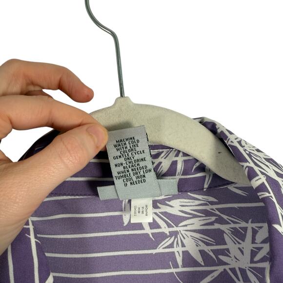 Catherines Purple Striped Floral Button Front Blouse Work Ofice Womens Plus 1x - Picture 4 of 5